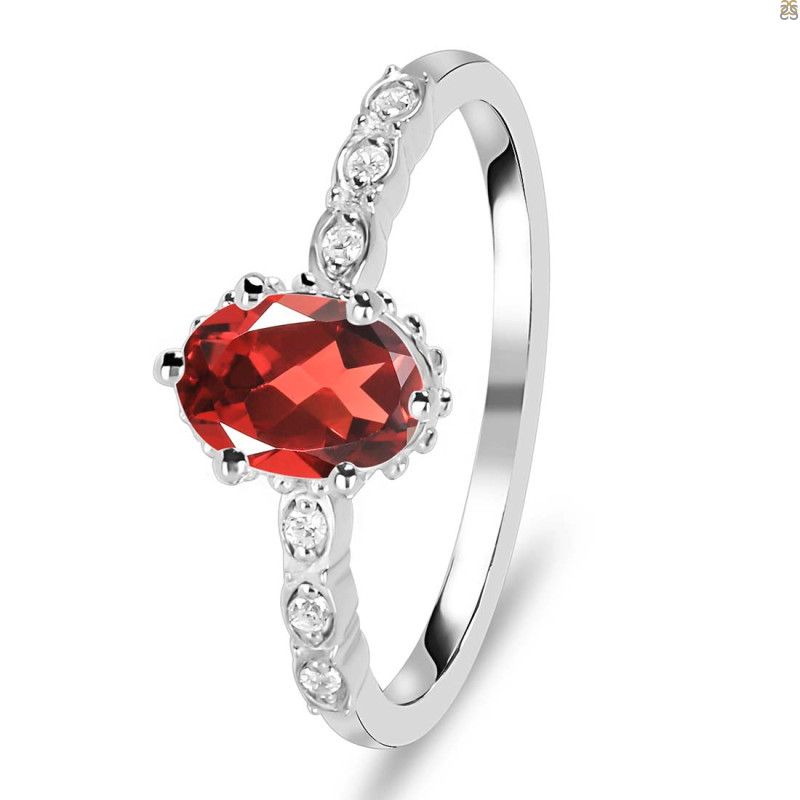 Garnet & White Topaz Ring
