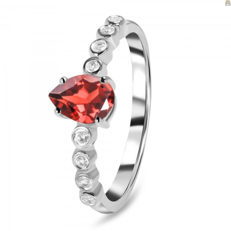 Garnet & White Topaz Ring