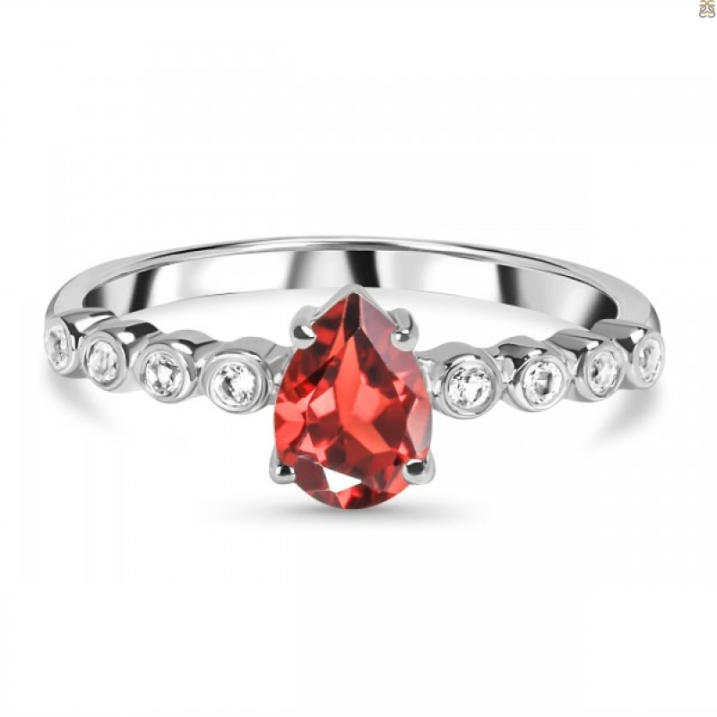 Garnet & White Topaz Ring GAR-RR-419D.