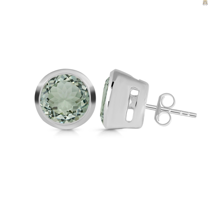 Green Amethyst Stud Earring