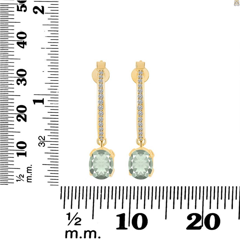 Green Amethyst & White Topaz Hoop Earring GRA-RDE-1469.