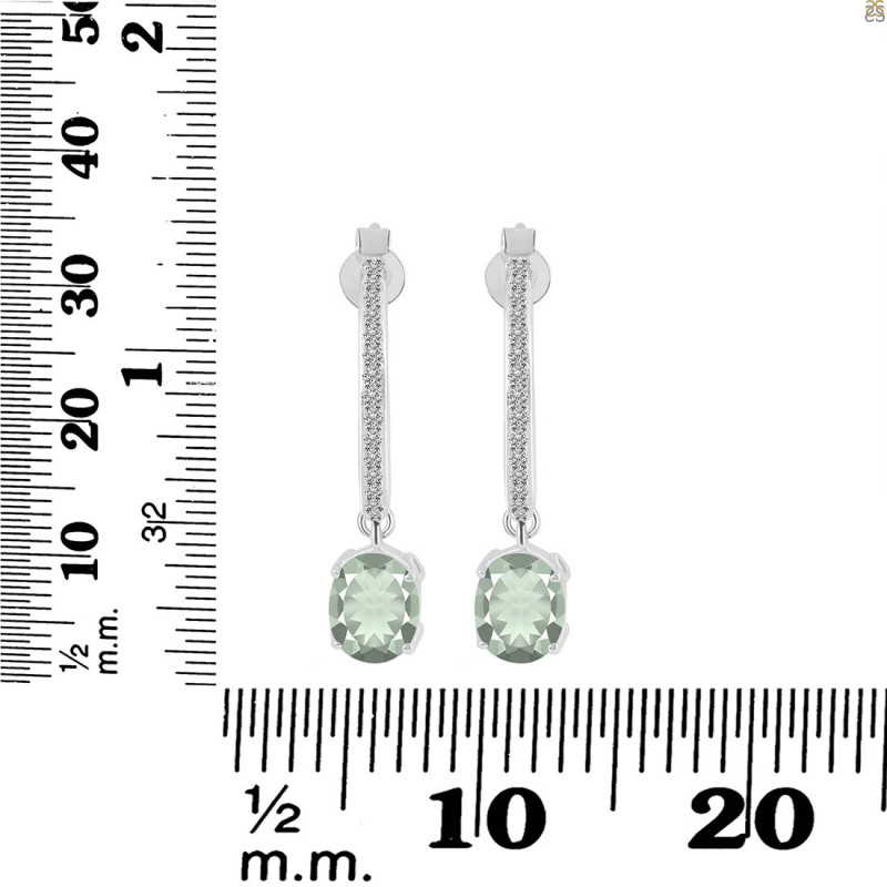 Green Amethyst & White Topaz Hoop Earring GRA-RDE-1469.