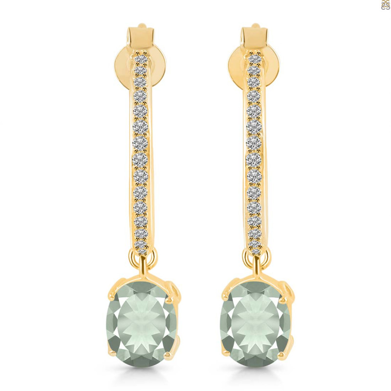 Green Amethyst & White Topaz Hoop Earring GRA-RDE-1469.