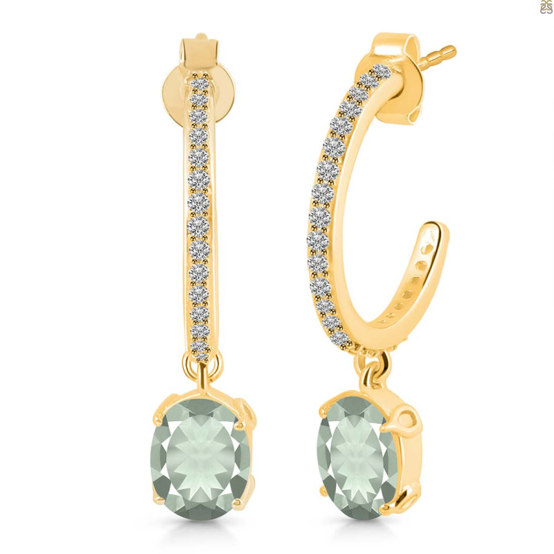 Green Amethyst & White Topaz Hoop Earring GRA-RDE-1469.