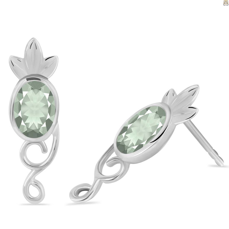 Green Amethyst Stud Earring