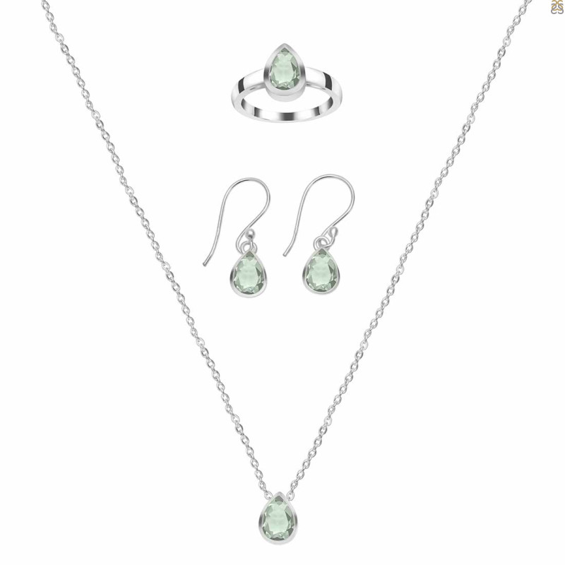  Green Amethyst Jewelry Set