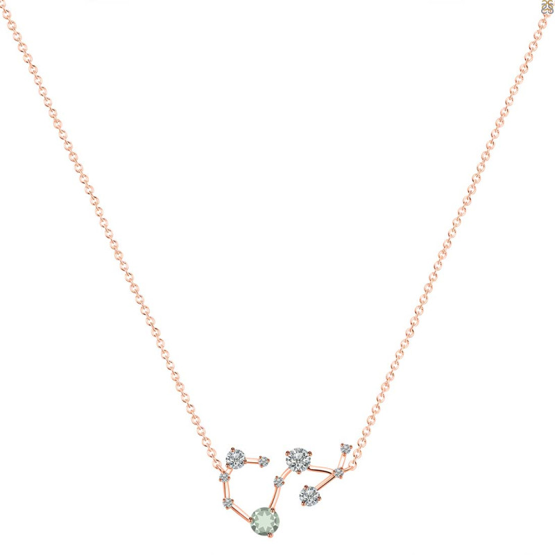 Scorpio Zodiac Star Constellation Green Amethyst & White Topaz Necklace GRA-RDN-495.