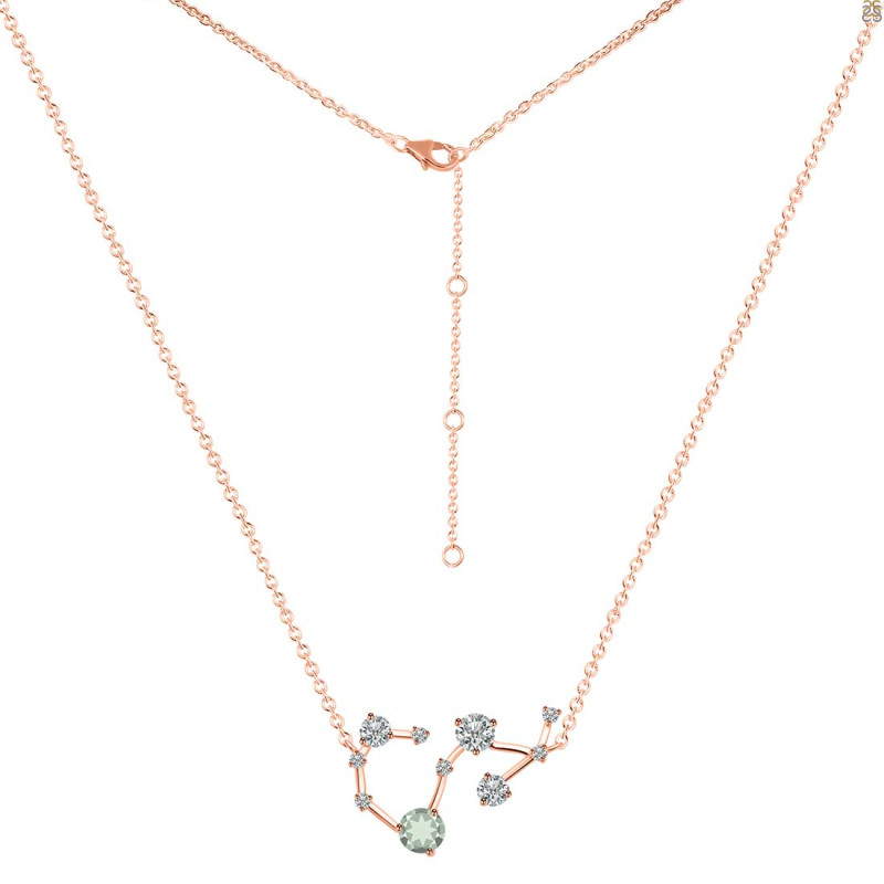 Scorpio Zodiac Star Constellation Green Amethyst & White Topaz Necklace GRA-RDN-495.