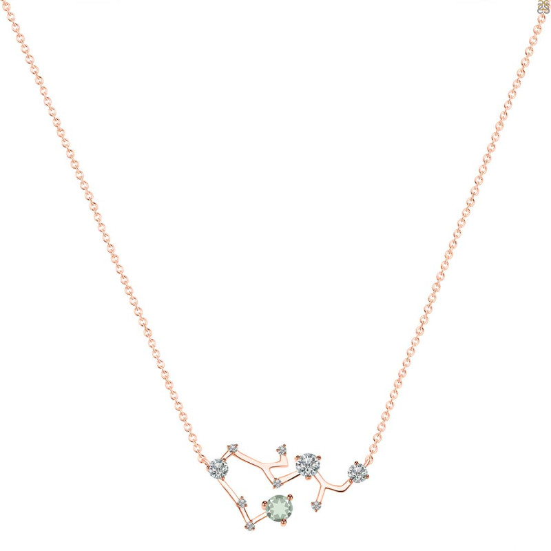 Sagittarius Zodiac Star Constellation Green Amethyst & White Topaz Necklace GRA-RDN-496.