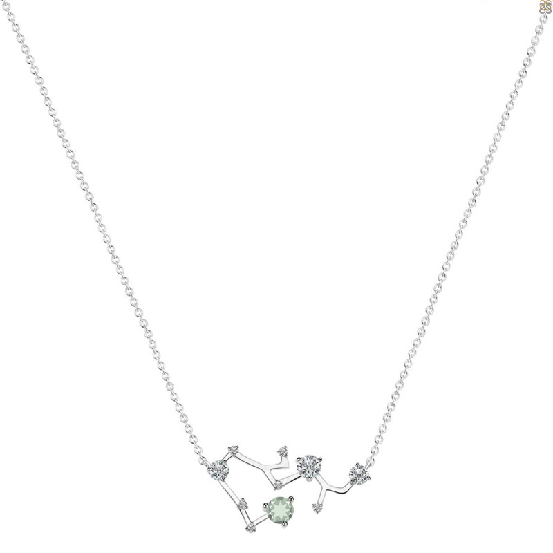 Sagittarius Zodiac Star Constellation Green Amethyst & White Topaz Necklace GRA-RDN-496.