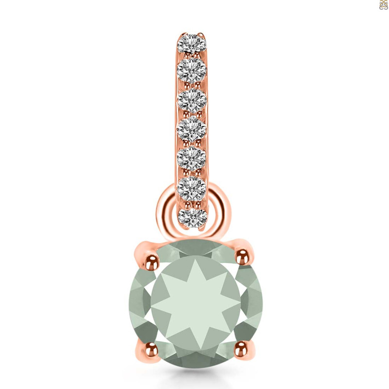 Green Amethyst & White Topaz Pendant GRA-RDP-549-CZ-LOOP.