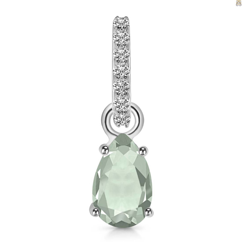 Green Amethyst & White Topaz Pendant GRA-RDP-550-CZ-LOOP.