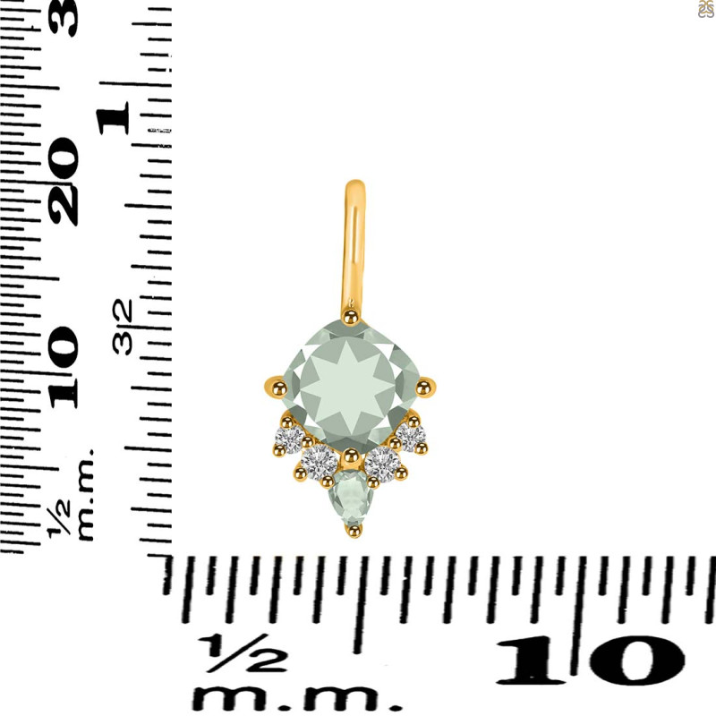 Green Amethyst & White Topaz Pendant GRA-RDP-729.