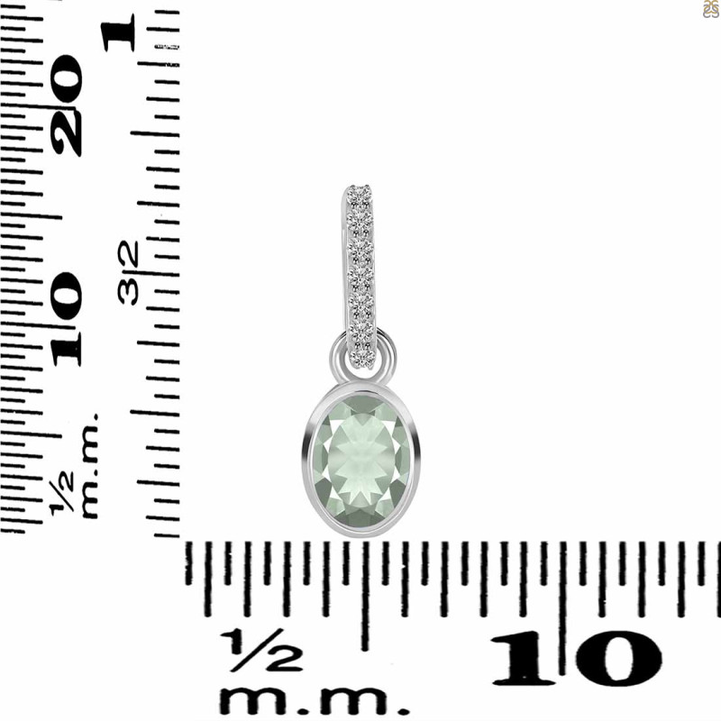 Green Amethyst & White Topaz Pendant GRA-RDP-780-CZ-LOOP.