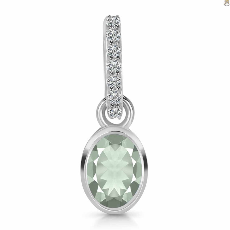 Green Amethyst & White Topaz Pendant GRA-RDP-780-CZ-LOOP.