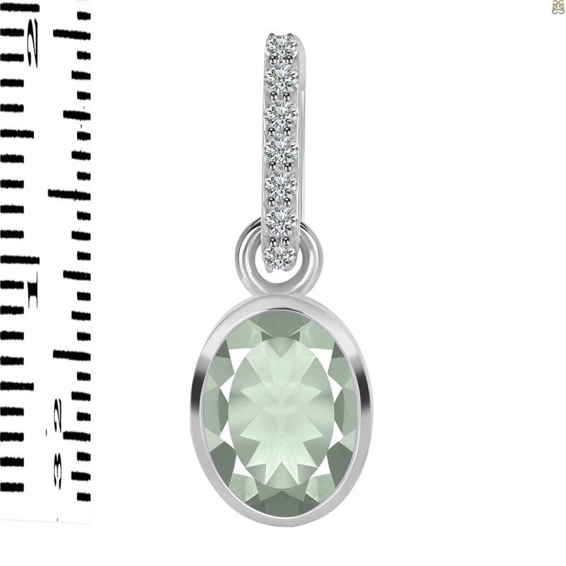 Green Amethyst & White Topaz Pendant GRA-RDP-792-CZ-LOOP.