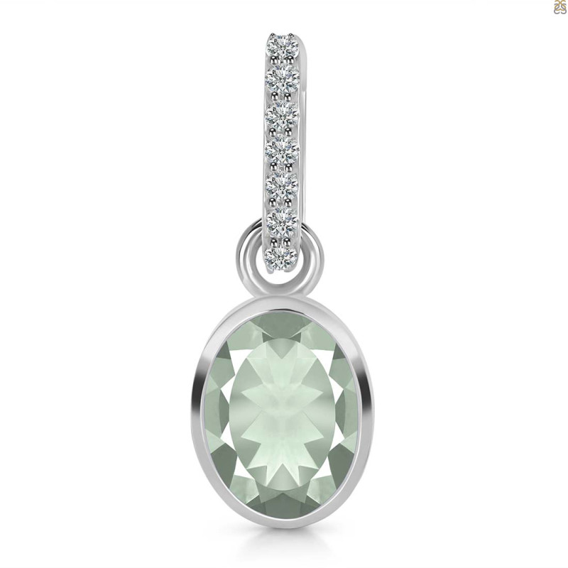 Green Amethyst & White Topaz Pendant GRA-RDP-792-CZ-LOOP.
