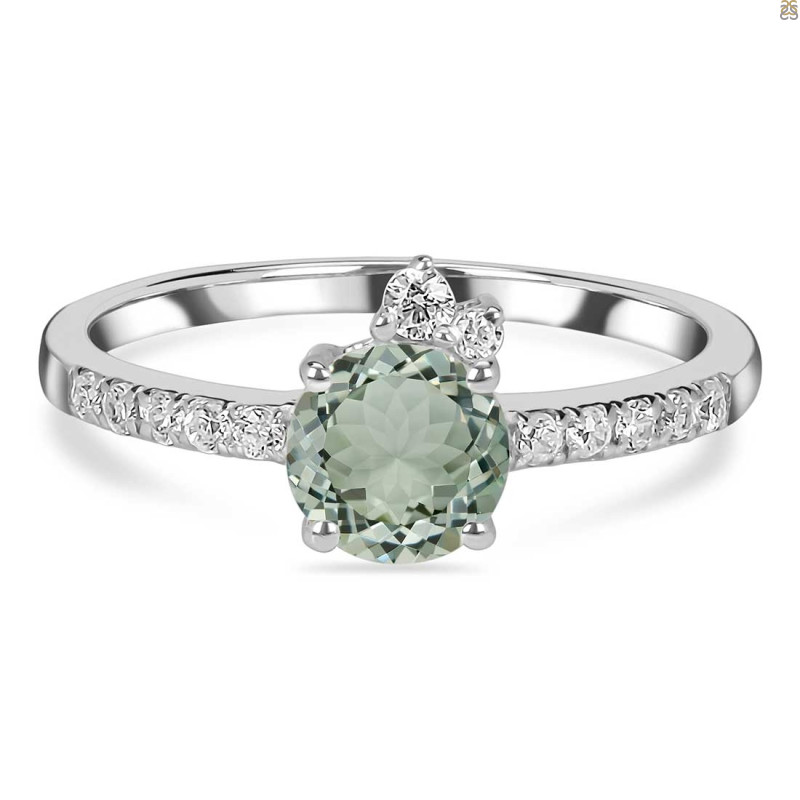 Green Amethyst & White Topaz Ring GRA-RDR-2303.