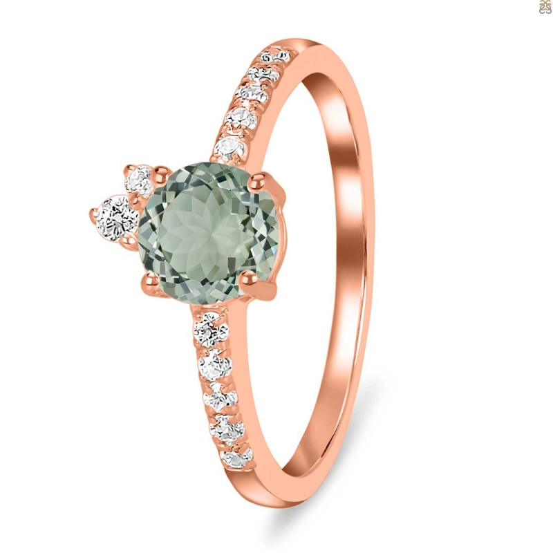 Green Amethyst & White Topaz Ring GRA-RDR-2303.
