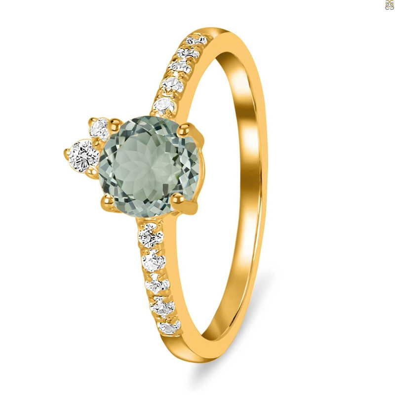Green Amethyst & White Topaz Ring GRA-RDR-2303.