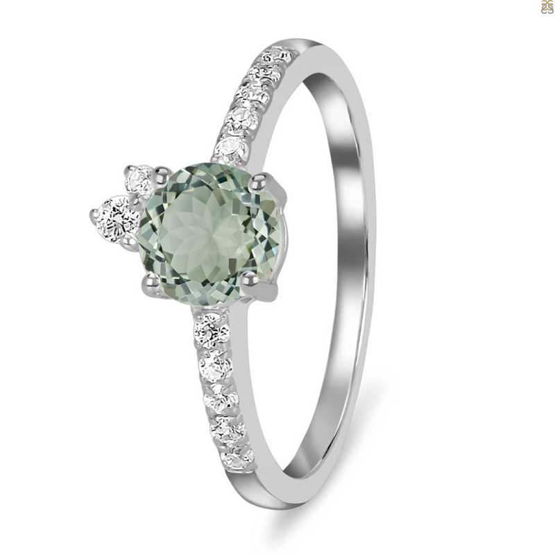 Green Amethyst & White Topaz Ring