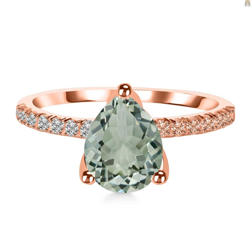 Green Amethyst & White Topaz Ring GRA-RDR-2860.