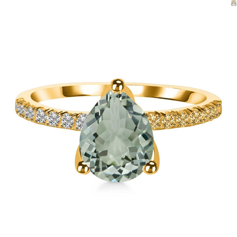 Green Amethyst & White Topaz Ring GRA-RDR-2860.