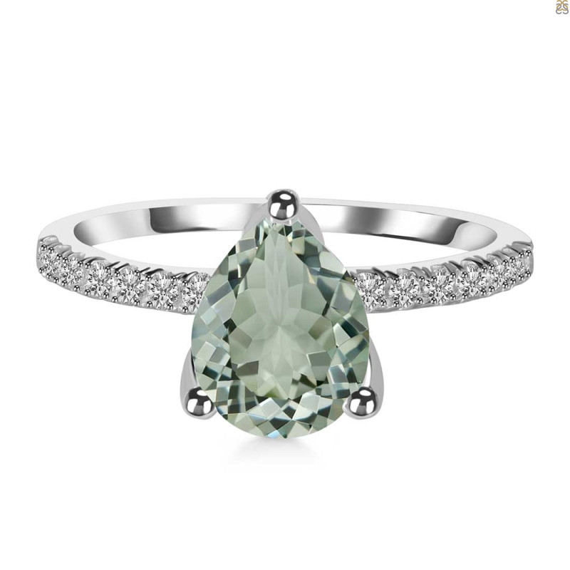 Green Amethyst & White Topaz Ring GRA-RDR-2860.