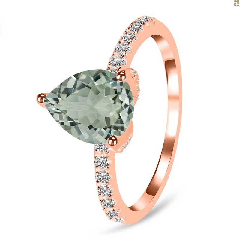 Green Amethyst & White Topaz Ring GRA-RDR-2860.