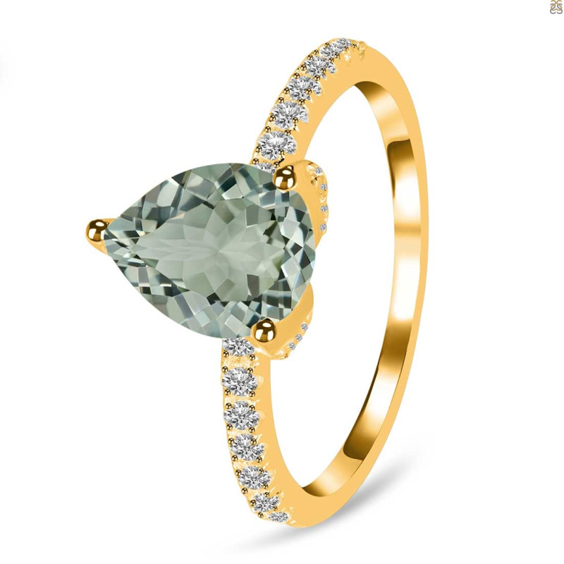 Green Amethyst & White Topaz Ring GRA-RDR-2860.