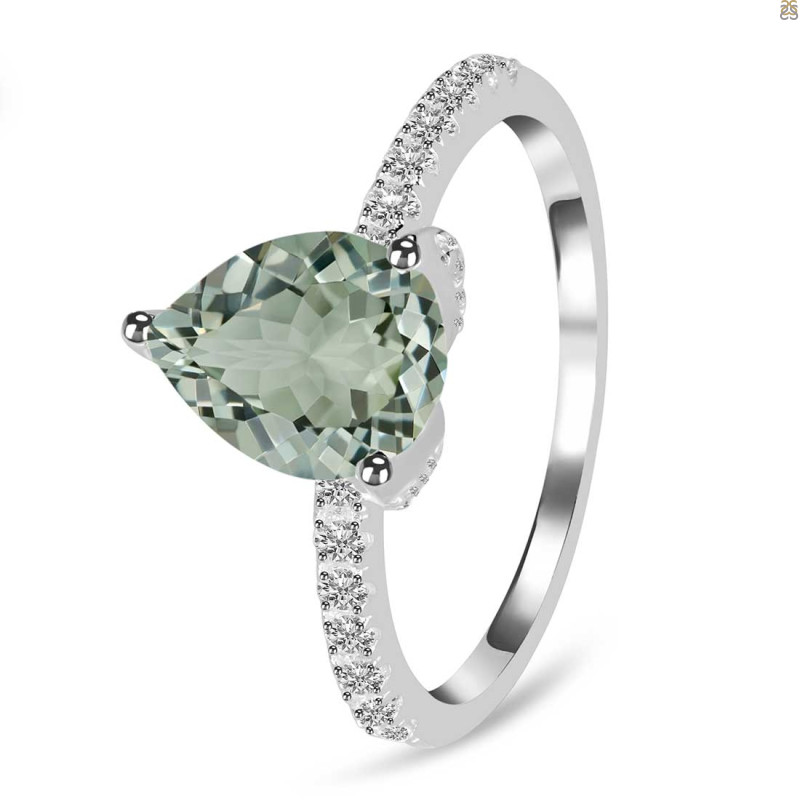 Green Amethyst & White Topaz Ring