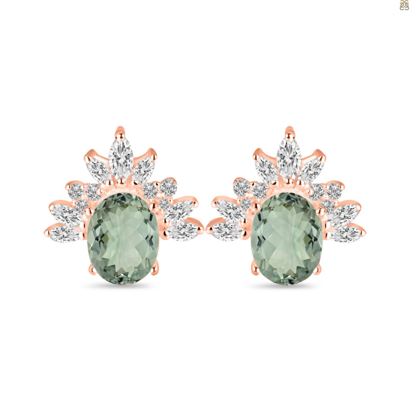 Green Amethyst & White Topaz Stud Earring GRA-RE-71.