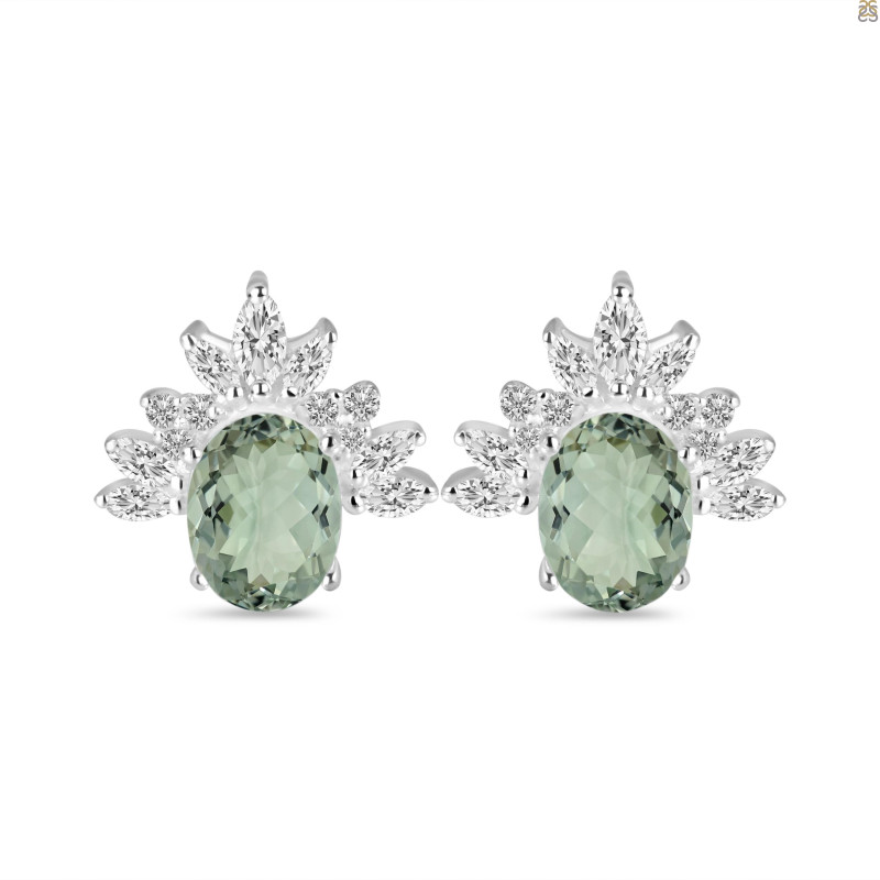 Green Amethyst & White Topaz Stud Earring GRA-RE-71.