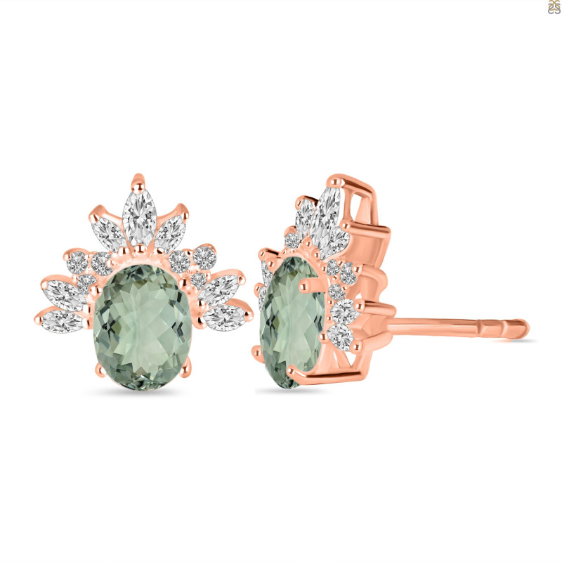 Green Amethyst & White Topaz Stud Earring GRA-RE-71.