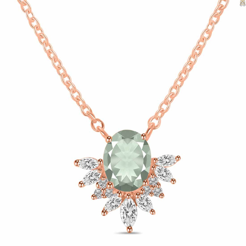Green Amethyst & White Topaz Necklace GAR-RN-72.