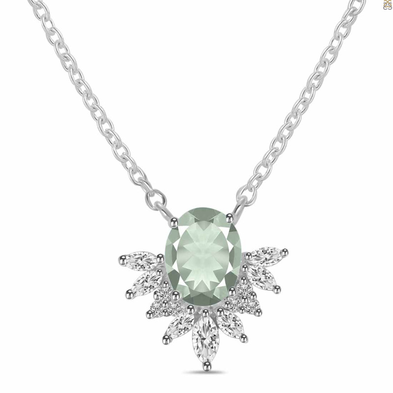 Green Amethyst & White Topaz Necklace GAR-RN-72.