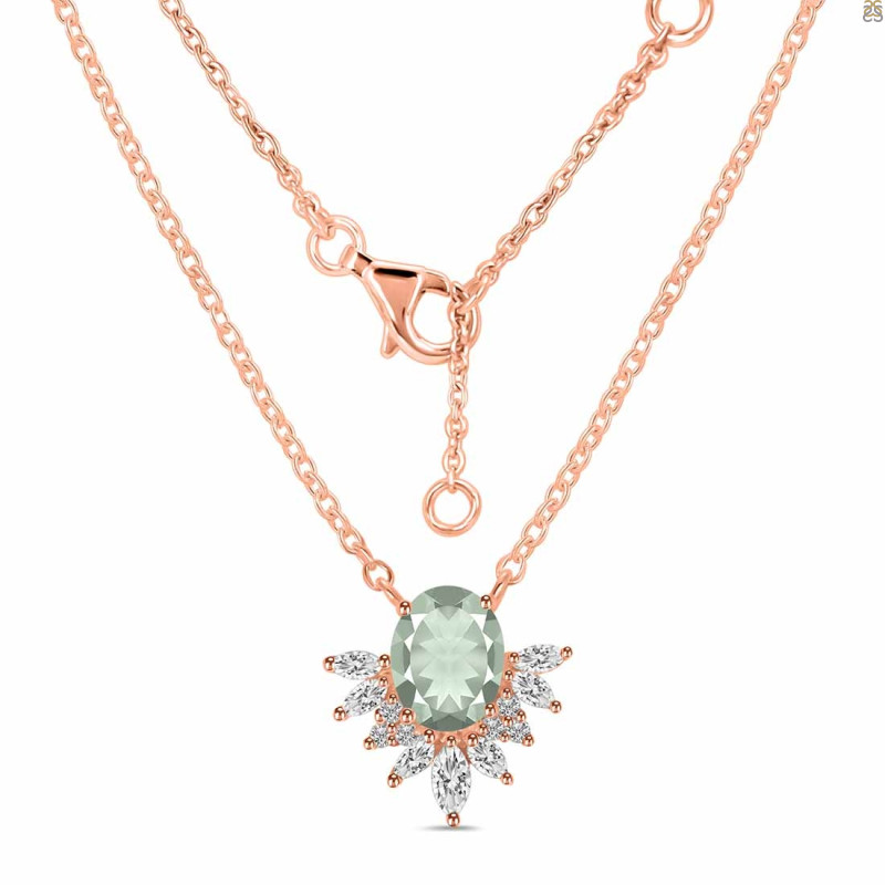 Green Amethyst & White Topaz Necklace GAR-RN-72.