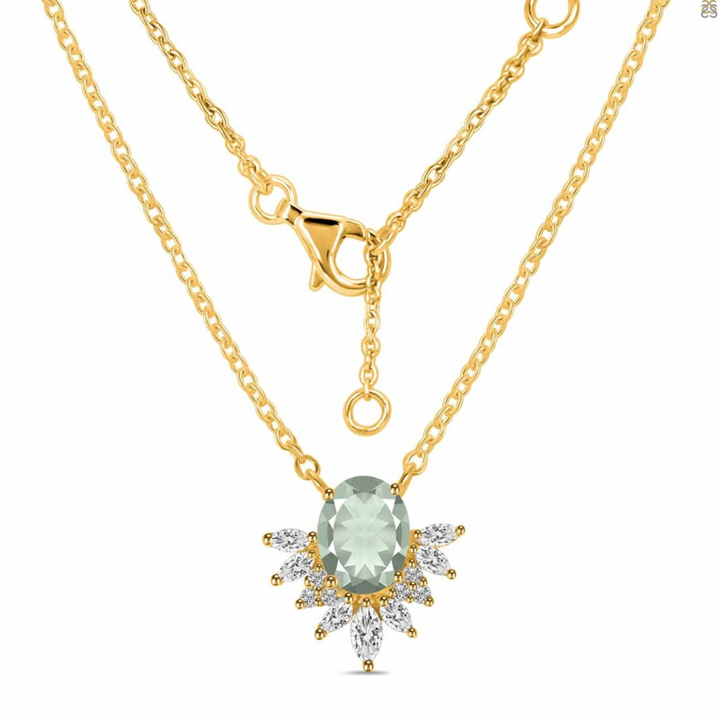 Green Amethyst & White Topaz Necklace GAR-RN-72.