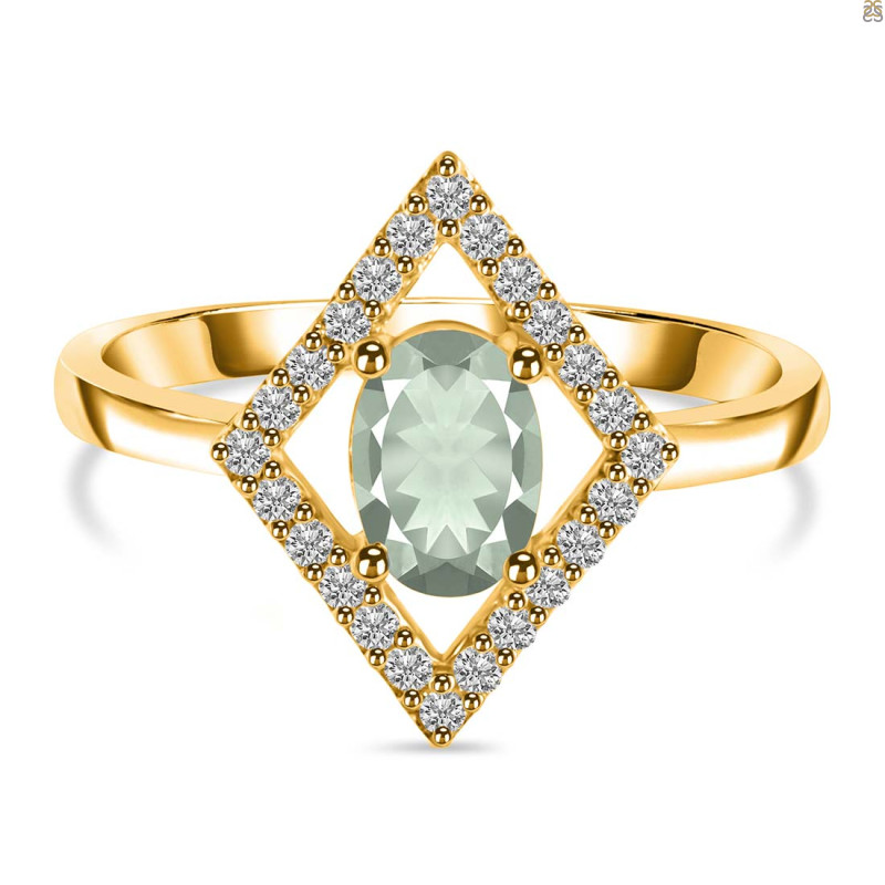 Green Amethyst & White Topaz Ring GRA-RR-134.