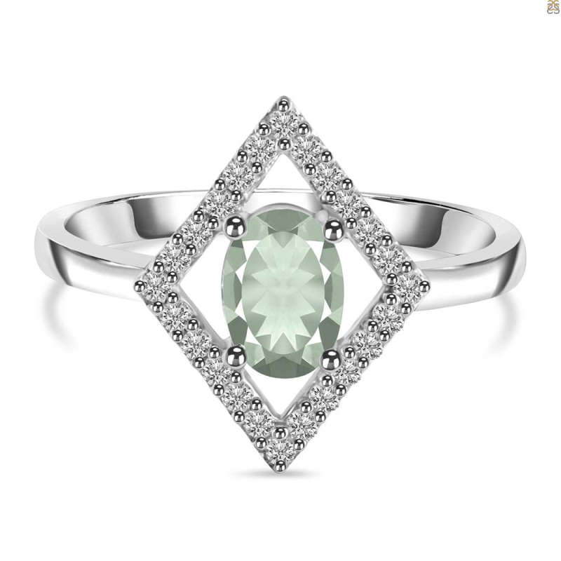 Green Amethyst & White Topaz Ring GRA-RR-134.