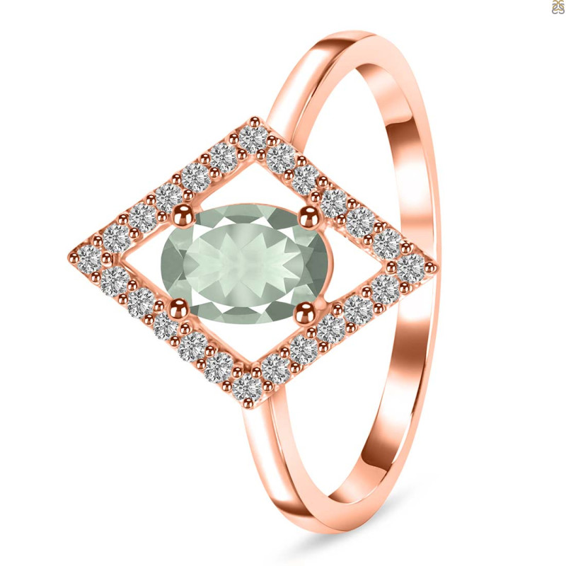 Green Amethyst & White Topaz Ring GRA-RR-134.