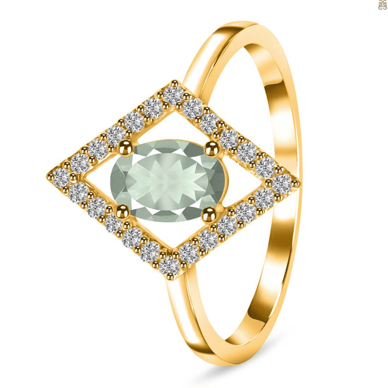 Green Amethyst & White Topaz Ring GRA-RR-134.