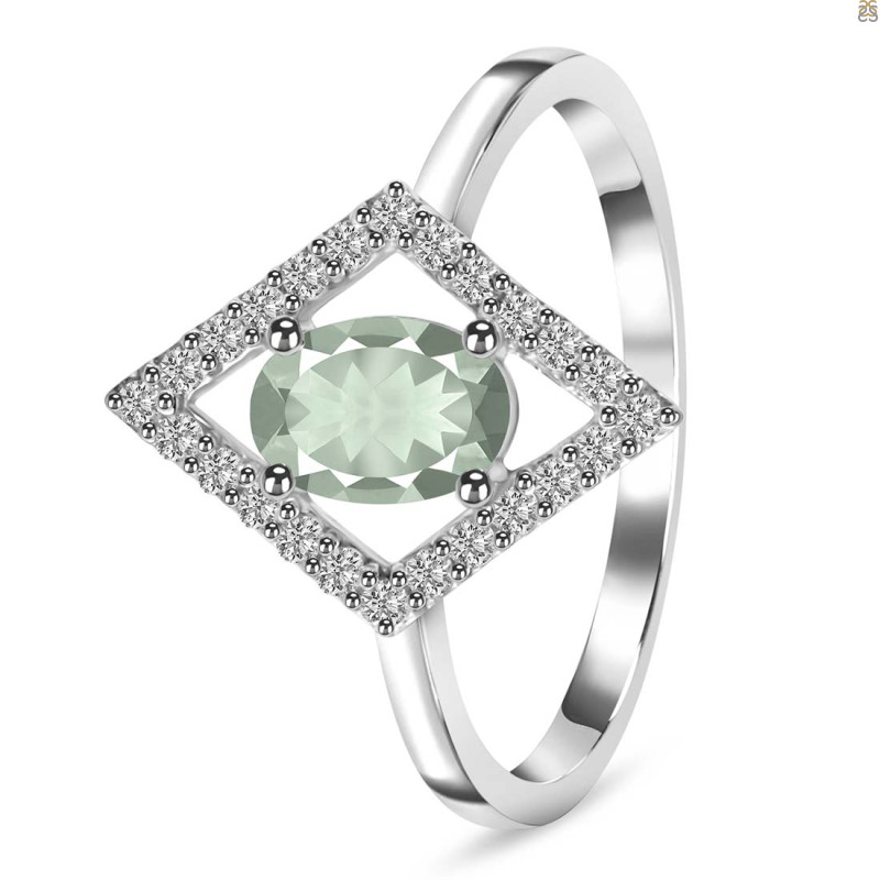 Green Amethyst & White Topaz Ring