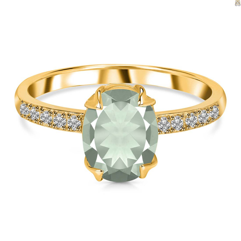 Green Amethyst & White Topaz Ring GRA-RR-207.