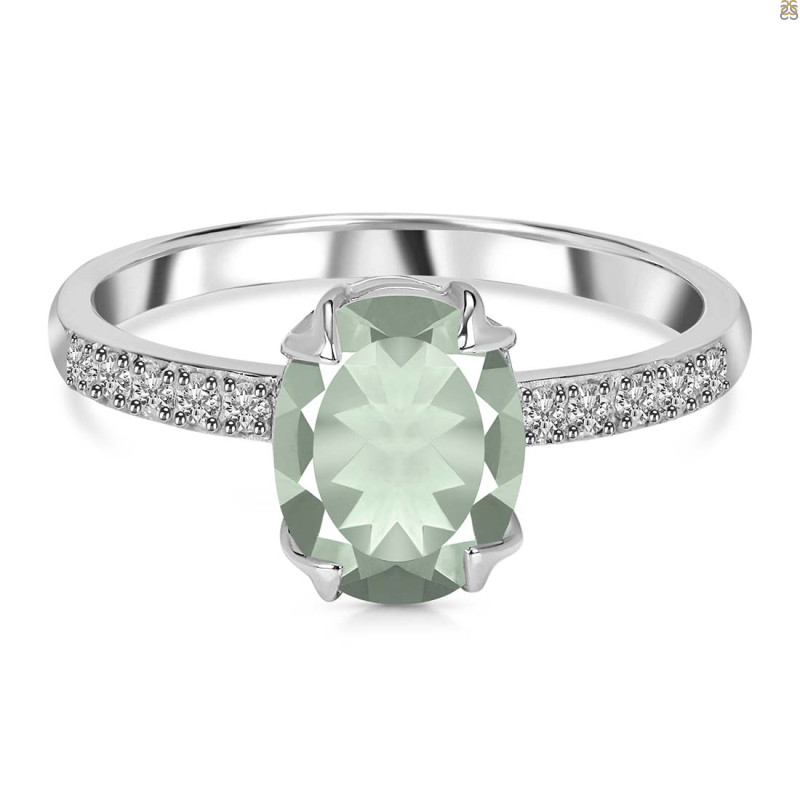Green Amethyst & White Topaz Ring GRA-RR-207.