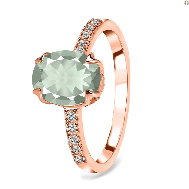 Green Amethyst & White Topaz Ring GRA-RR-207.