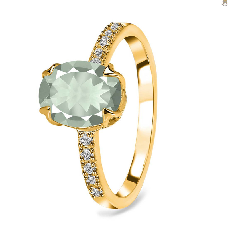 Green Amethyst & White Topaz Ring GRA-RR-207.