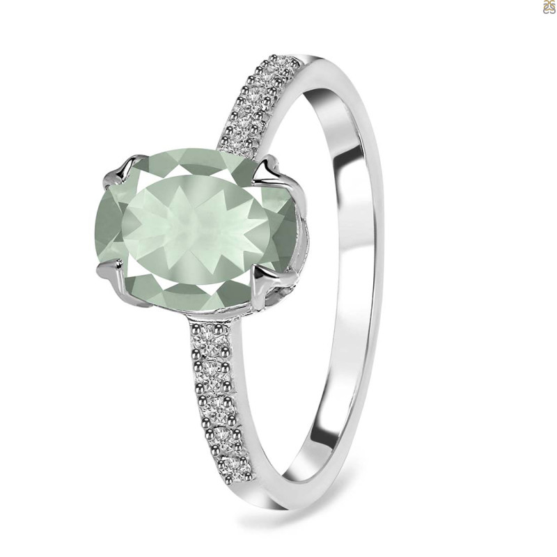 Green Amethyst & White Topaz Ring
