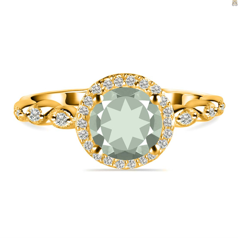 Green Amethyst & White Topaz Ring GRA-RR-267.