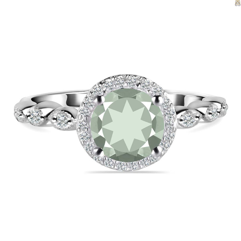 Green Amethyst & White Topaz Ring GRA-RR-267.